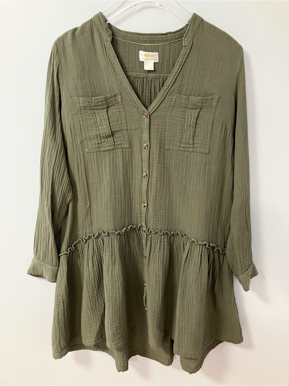Maeve | Green Katie Cotton Gauzy Utility Dress 6 Earthy Minimalist Neutral